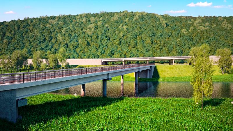 Надлез при км 365+400 и част от кръговото на пътен възел „Благоевград-Юг“.   